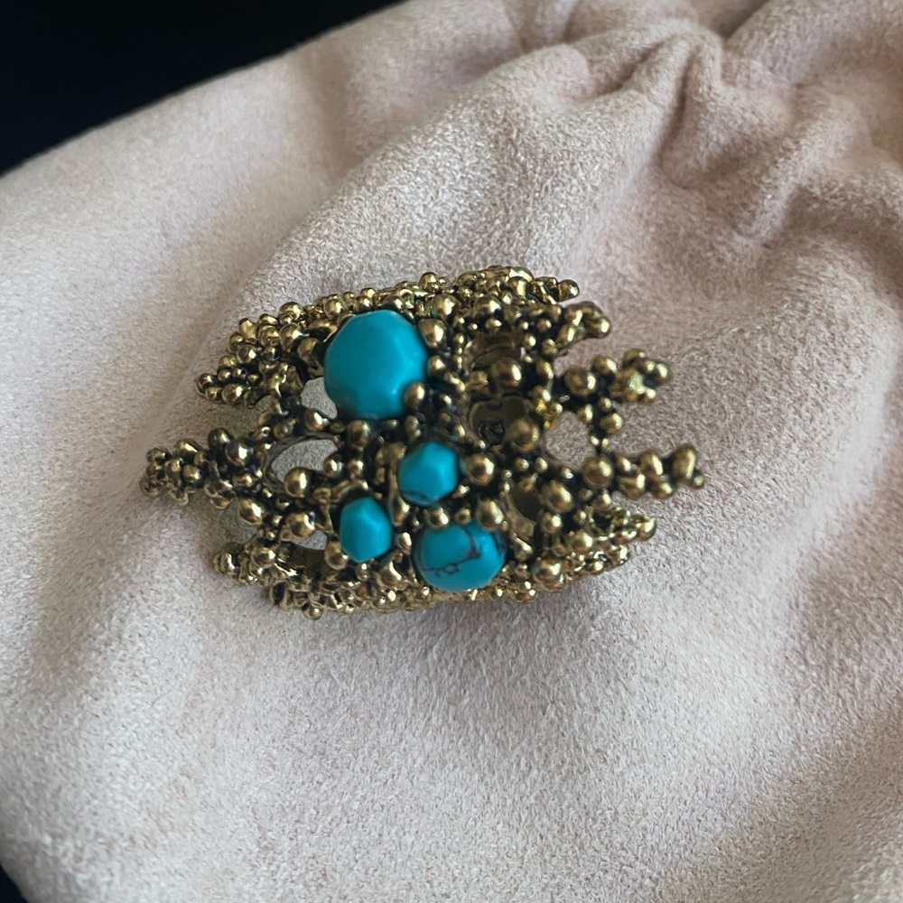 bimba&lola gold metal ring turquoise stone